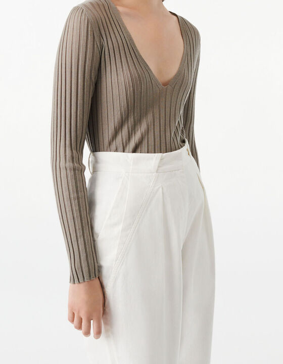 LENNO RIBBED V-NECK SWEATER
